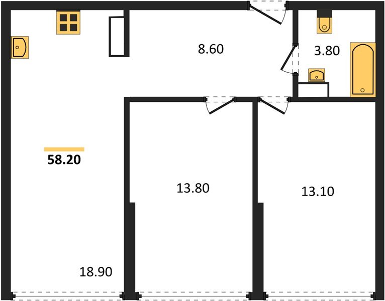 Фото №1: 2-комнатная квартира 58 м² - Краснодар, Прикубанский внутригородской округ, мкр. жилой комплекс Самолёт-6