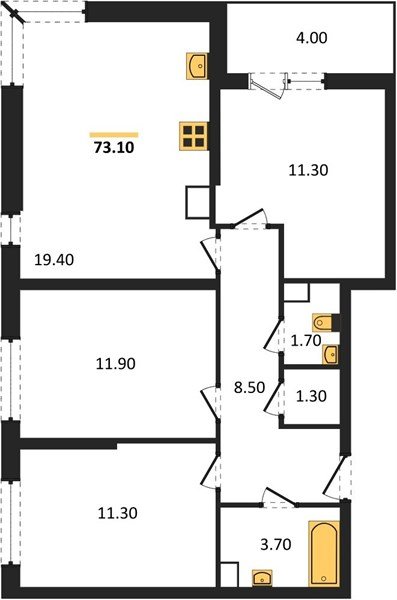 Фото №1: 3-комнатная квартира 73 м² - Краснодар, жилой комплекс Самолёт-6, мкр. Прикубанский внутригородской округ