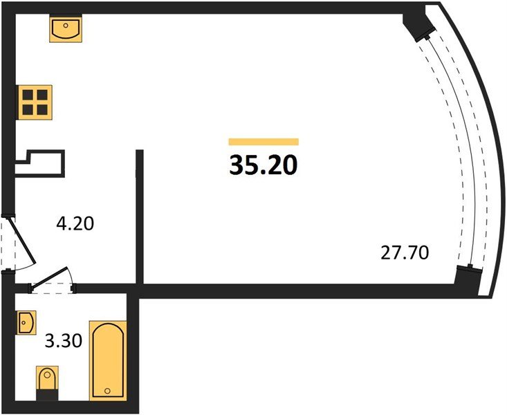Фото №1: Студия 35 м² - Краснодар, жилой комплекс Самолёт-6, мкр. Прикубанский внутригородской округ