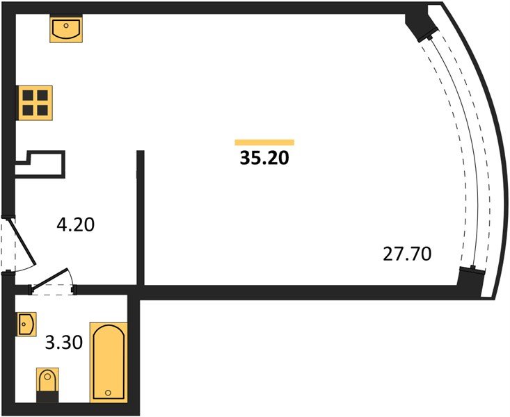 Фото №1: Студия 35 м² - Краснодар, жилой комплекс Самолёт-6, мкр. Прикубанский внутригородской округ