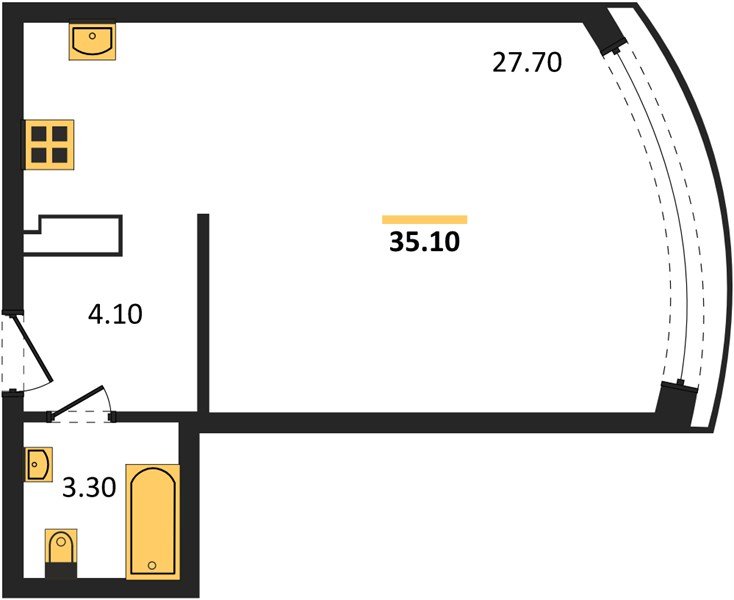 Фото №1: Студия 35 м² - Краснодар, жилой комплекс Самолёт-6, мкр. Прикубанский внутригородской округ
