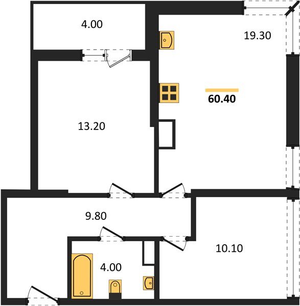 Фото №1: 2-комнатная квартира 60 м² - Краснодар, жилой комплекс Самолёт-6, мкр. Прикубанский внутригородской округ