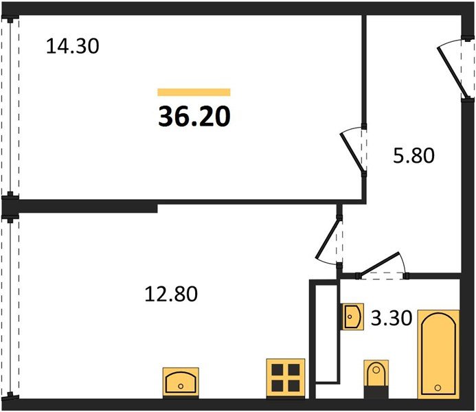 Фото №1: 1-комнатная квартира 36 м² - Краснодар, жилой комплекс Самолёт-6, мкр. Прикубанский внутригородской округ