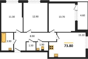 Фото №1: 3-комнатная квартира 73 м² - Краснодар, мкр. Прикубанский внутригородской округ, 