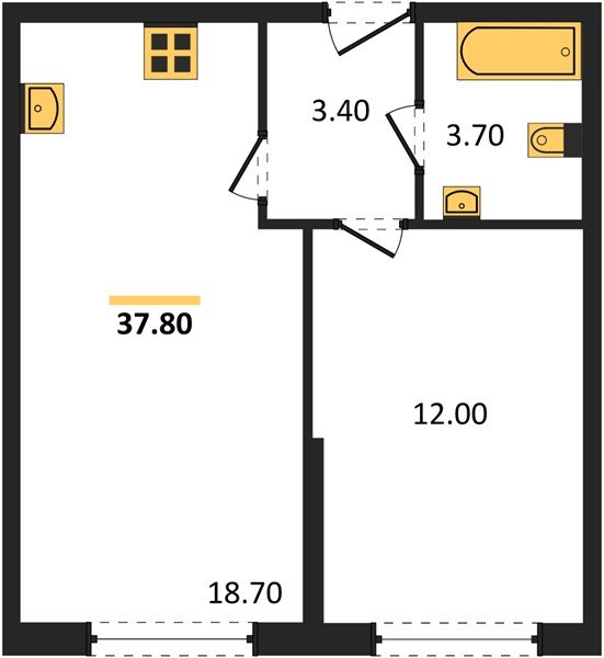 Фото №1: 1-комнатная квартира 37 м² - Краснодар, жилой комплекс Самолёт-6, мкр. Прикубанский внутригородской округ