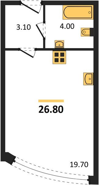 Фото №1: Студия 26 м² - Краснодар, жилой комплекс Самолёт-6, мкр. Прикубанский внутригородской округ
