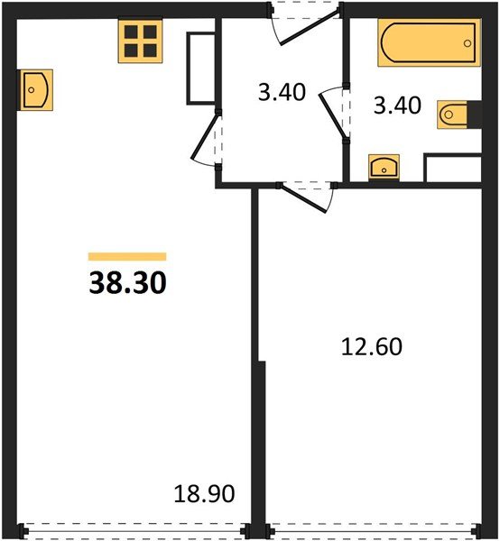 Фото №1: 1-комнатная квартира 38 м² - Краснодар, жилой комплекс Самолёт-6, мкр. Прикубанский внутригородской округ