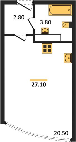 Фото №1: Студия 27 м² - Краснодар, жилой комплекс Самолёт-6, мкр. Прикубанский внутригородской округ