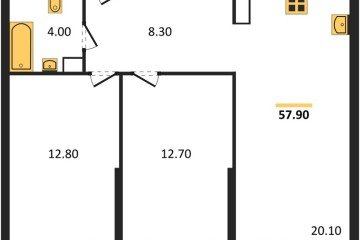 Фото №1: 2-комнатная квартира 57 м² - Краснодар, мкр. Прикубанский внутригородской округ, 