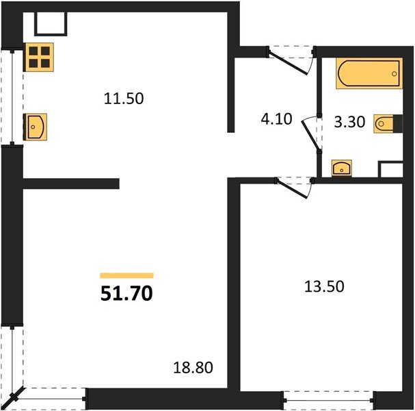 Фото №1: 2-комнатная квартира 51 м² - Краснодар, жилой комплекс Самолёт-6, мкр. Прикубанский внутригородской округ