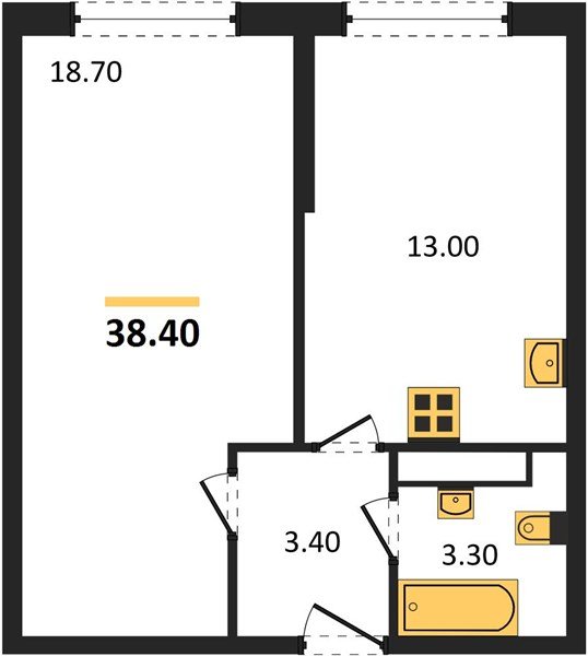 Фото №1: 1-комнатная квартира 38 м² - Краснодар, жилой комплекс Самолёт-6, мкр. Прикубанский внутригородской округ