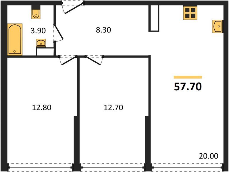 Фото №1: 2-комнатная квартира 57 м² - Краснодар, жилой комплекс Самолёт-6, мкр. Прикубанский внутригородской округ
