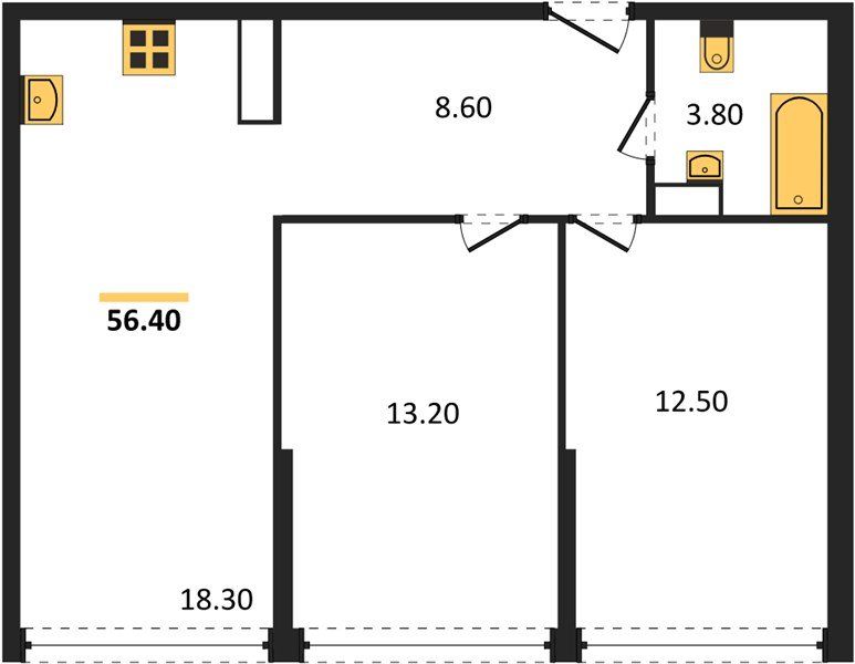 Фото №1: 2-комнатная квартира 56 м² - Краснодар, жилой комплекс Самолёт-6, мкр. Прикубанский внутригородской округ