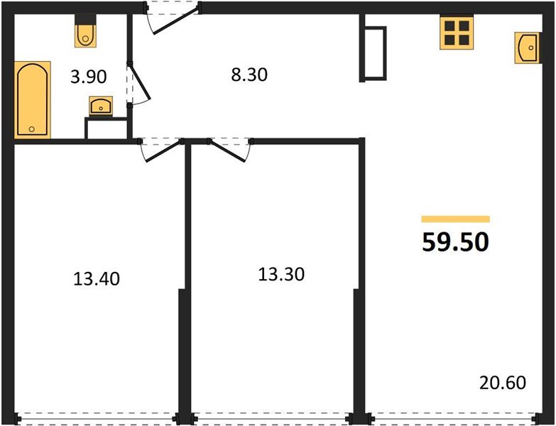 Фото №1: 2-комнатная квартира 59 м² - Краснодар, жилой комплекс Самолёт-6, мкр. Прикубанский внутригородской округ