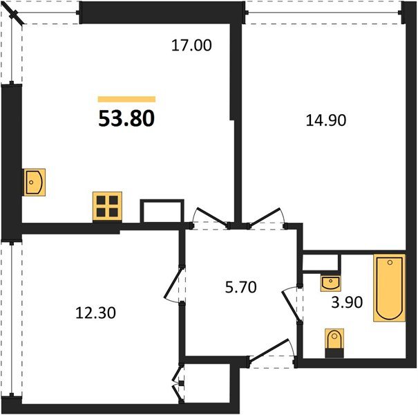 Фото №1: 2-комнатная квартира 53 м² - Краснодар, жилой комплекс Самолёт-6, мкр. Прикубанский внутригородской округ