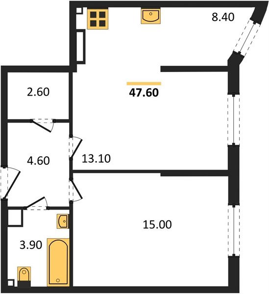 Фото №1: 2-комнатная квартира 47 м² - Краснодар, Прикубанский внутригородской округ, мкр. жилой комплекс Самолёт-6