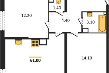 Фото №1: 2-комнатная квартира 61 м² - Краснодар, мкр. жилой комплекс Самолёт-6, 