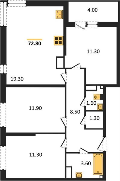 Фото №1: 3-комнатная квартира 73 м² - Краснодар, Прикубанский внутригородской округ, мкр. жилой комплекс Самолёт-6