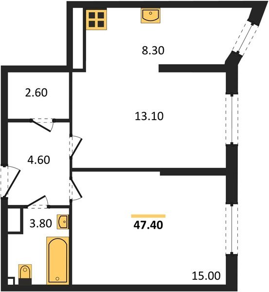 Фото №1: 2-комнатная квартира 47 м² - Краснодар, Прикубанский внутригородской округ, мкр. жилой комплекс Самолёт-6