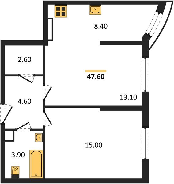 Фото №1: 2-комнатная квартира 47 м² - Краснодар, Прикубанский внутригородской округ, мкр. жилой комплекс Самолёт-6