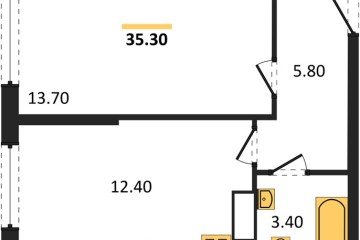 Фото №1: 1-комнатная квартира 35 м² - Краснодар, мкр. жилой комплекс Самолёт-6, 