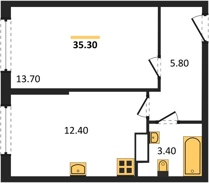 Фото №1: 1-комнатная квартира 35 м² - Краснодар, Прикубанский внутригородской округ, мкр. жилой комплекс Самолёт-6