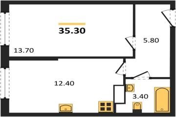 Фото №1: 1-комнатная квартира 35 м² - Краснодар, мкр. жилой комплекс Самолёт-6, 