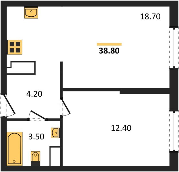 Фото №1: 1-комнатная квартира 38 м² - Краснодар, Прикубанский внутригородской округ, мкр. жилой комплекс Самолёт-6