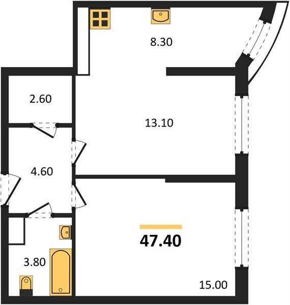 Фото №1: 2-комнатная квартира 47 м² - Краснодар, Прикубанский внутригородской округ, мкр. жилой комплекс Самолёт-6