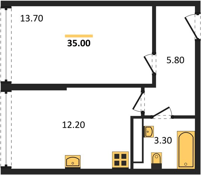 Фото №1: 1-комнатная квартира 35 м² - Краснодар, Прикубанский внутригородской округ, мкр. жилой комплекс Самолёт-6