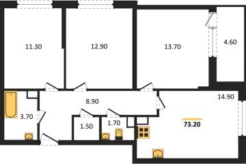 Фото №1: 3-комнатная квартира 73 м² - Краснодар, мкр. жилой комплекс Самолёт-6, 