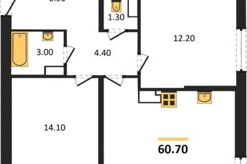 Фото №1: 2-комнатная квартира 60 м² - Краснодар, мкр. жилой комплекс Самолёт-6, 