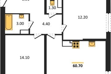 Фото №1: 2-комнатная квартира 60 м² - Краснодар, мкр. жилой комплекс Самолёт-6, 