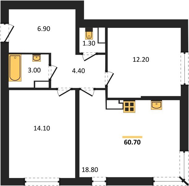 Фото №1: 2-комнатная квартира 60 м² - Краснодар, Прикубанский внутригородской округ, мкр. жилой комплекс Самолёт-6