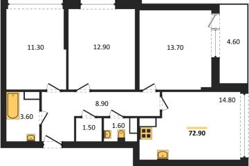 Фото №1: 3-комнатная квартира 72 м² - Краснодар, мкр. жилой комплекс Самолёт-6, 