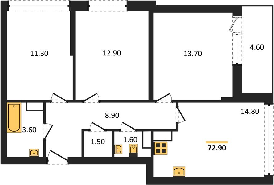 Фото №1: 3-комнатная квартира 72 м² - Краснодар, Прикубанский внутригородской округ, мкр. жилой комплекс Самолёт-6