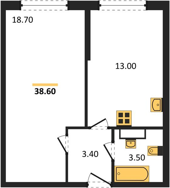 Фото №1: 1-комнатная квартира 38 м² - Краснодар, Прикубанский внутригородской округ, мкр. жилой комплекс Самолёт-6