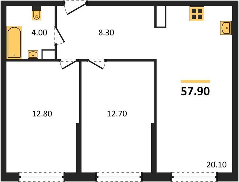 Фото №1: 2-комнатная квартира 57 м² - Краснодар, Прикубанский внутригородской округ, мкр. жилой комплекс Самолёт-6