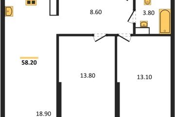 Фото №1: 2-комнатная квартира 58 м² - Краснодар, мкр. жилой комплекс Самолёт-6, 