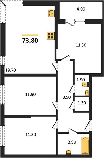 Фото №1: 3-комнатная квартира 73 м² - Краснодар, Прикубанский внутригородской округ, мкр. жилой комплекс Самолёт-6