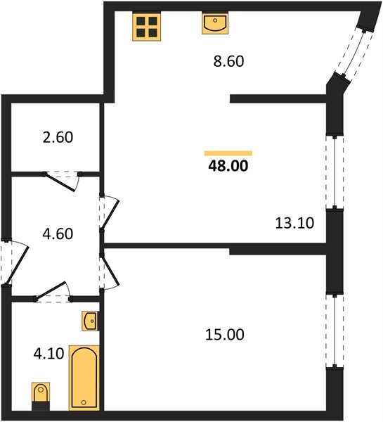 Фото №1: 2-комнатная квартира 48 м² - Краснодар, Прикубанский внутригородской округ, мкр. жилой комплекс Самолёт-6