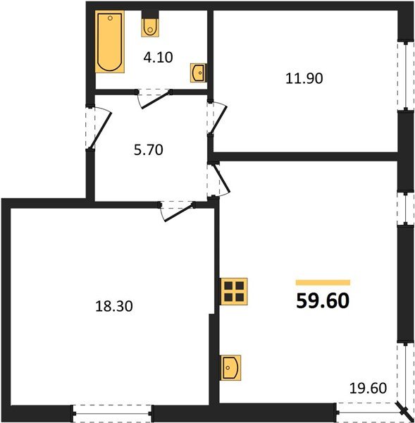 Фото №1: 2-комнатная квартира 59 м² - Краснодар, Прикубанский внутригородской округ, мкр. жилой комплекс Самолёт-6