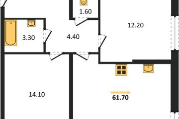 Фото №1: 2-комнатная квартира 61 м² - Краснодар, мкр. жилой комплекс Самолёт-6, 