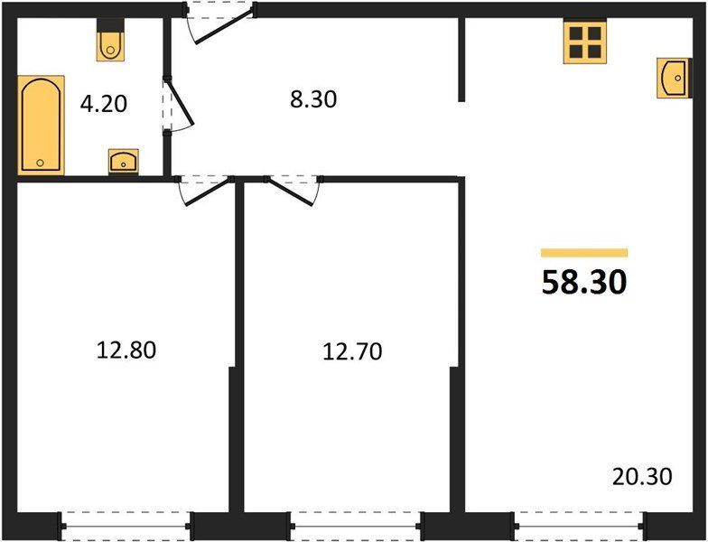 Фото №1: 2-комнатная квартира 58 м² - Краснодар, Прикубанский внутригородской округ, мкр. жилой комплекс Самолёт-6