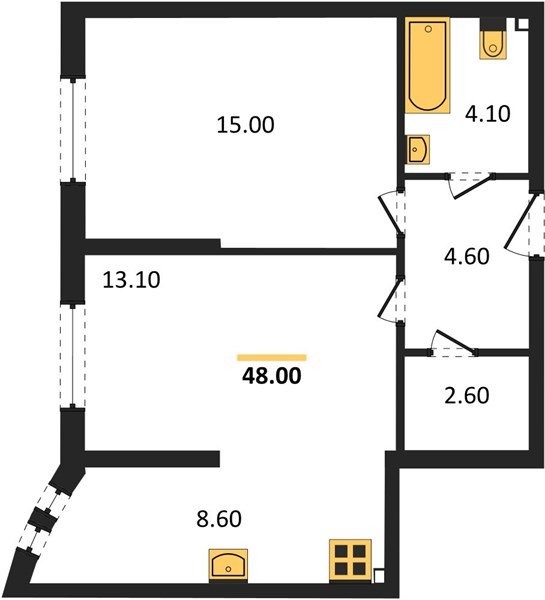 Фото №1: 2-комнатная квартира 48 м² - Краснодар, Прикубанский внутригородской округ, мкр. жилой комплекс Самолёт-6