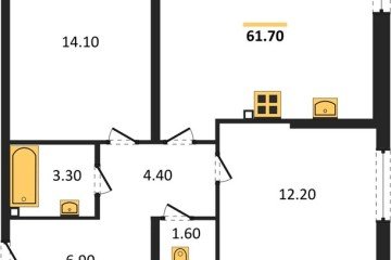 Фото №1: 2-комнатная квартира 61 м² - Краснодар, мкр. жилой комплекс Самолёт-6, 