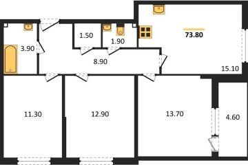 Фото №1: 3-комнатная квартира 73 м² - Краснодар, мкр. жилой комплекс Самолёт-6, 
