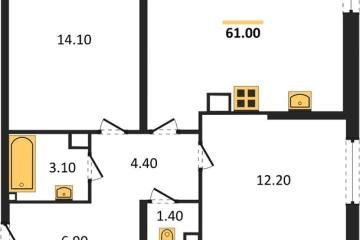 Фото №1: 2-комнатная квартира 61 м² - Краснодар, мкр. жилой комплекс Самолёт-6,