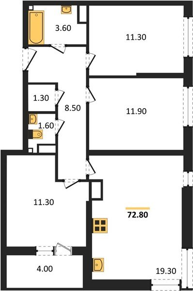 Фото №1: 3-комнатная квартира 72 м² - Краснодар, Прикубанский внутригородской округ, мкр. жилой комплекс Самолёт-6