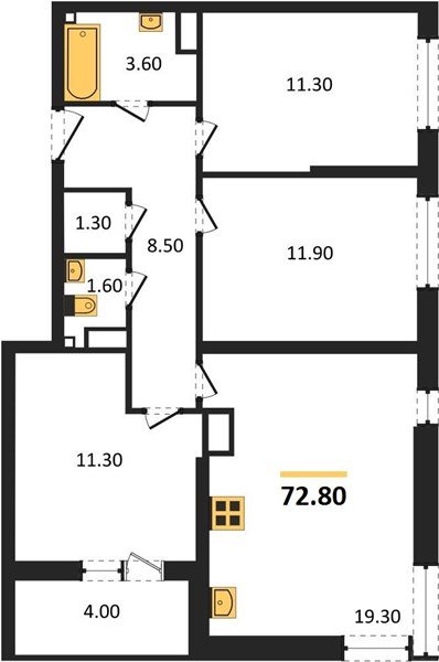 Фото №1: 3-комнатная квартира 72 м² - Краснодар, Прикубанский внутригородской округ, мкр. жилой комплекс Самолёт-6